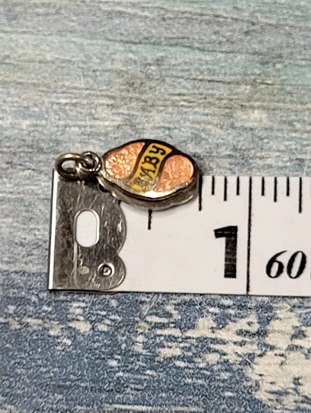 'BABY' Yellow & Rose  Silver Religious Pendant Charm